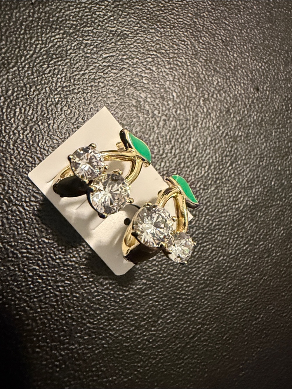 Crystal Fruit Statement Earrings in Gold & Green Like New